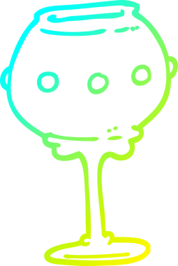 Bir çizgi film metal kadehinin orijinal soğuk eğimli çizgisi.