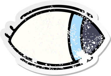 Bir tarafa bakan sevimli bir çizgi film gözünün orijinal sıkıntılı çıkartması.