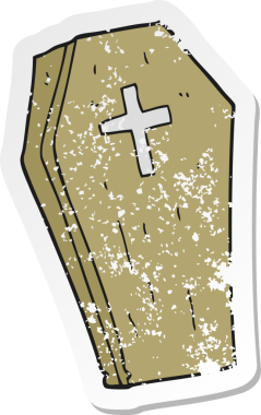 Orijinal korku dolu karikatür tabut çıkartması.