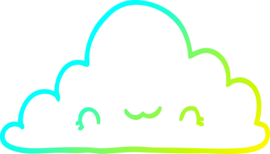 Şirin bir çizgi film bulutunun orijinal soğuk gradyan çizimi