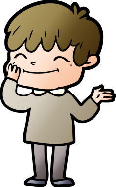 Orijinal çizgi film mutlu çocuk.