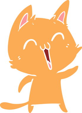 Orijinal mutlu düz renkli çizgi film kedisi miyavlaması