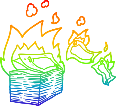 Yanan para çizgi filminin orjinal gökkuşağı gradyan çizimi