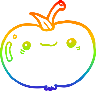 Orijinal gökkuşağı gradyan çizgi çizimi elma çizgi filminin