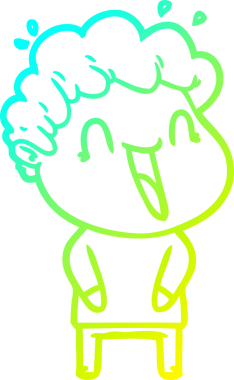 Mutlu bir çizgi film karakterinin orjinal soğuk gradyan çizimi.