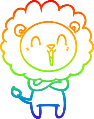 Gülen aslan çizgi filminin orjinal gökkuşağı gradyan çizimi