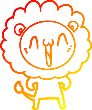 Mutlu bir çizgi film aslanının orjinal sıcak çizgi çizimi