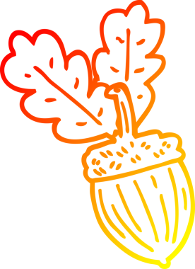 Bir karikatür meşe palamudunun orijinal sıcak çizgi çizimi