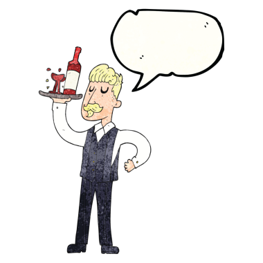 Orijinal serbest konuşma balonu desenli çizgi film garsonu