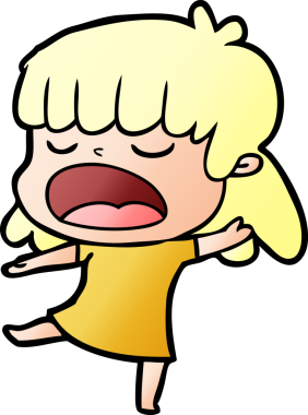 Orijinal çizgi film kadını yüksek sesle konuşuyor.