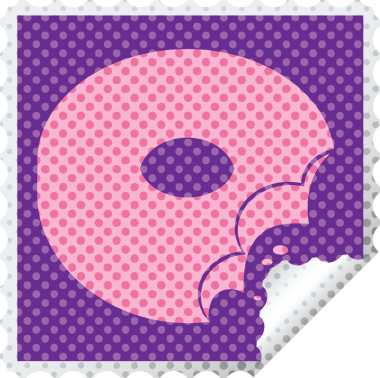 Orijinal ısırılmış çörek grafik kare soyma etiketi