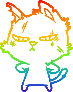 Orijinal gökkuşağı gradyan çizimi sert bir çizgi film kedisinin