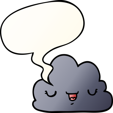 Düz eğimli konuşma baloncuklu orijinal şirin çizgi film bulutu