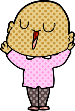 Orijinal mutlu çizgi film kel adam.