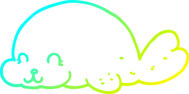 Tatlı bir fok balığının orjinal soğuk eğik çizgi çizimi