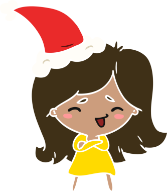 Orijinal el çizimi Kawaii kızının Noel karikatürü