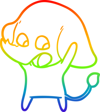 Orijinal gökkuşağı gradyan çizgi çizimi şirin bir filin