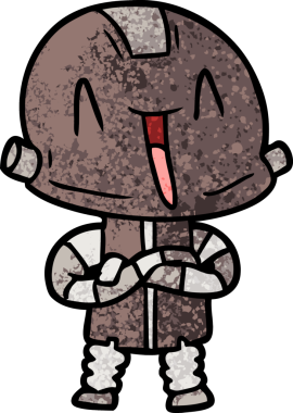 Bir insan tarafından çizilmiş orijinal çizgi film robotu