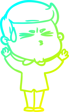 Çizgi film karakteri terleyen bir adamın orijinal soğuk gradyan çizimi