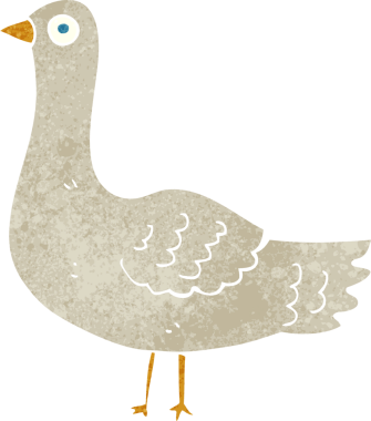 Bir insan tarafından çizilmiş orijinal çizgi film kuşu.