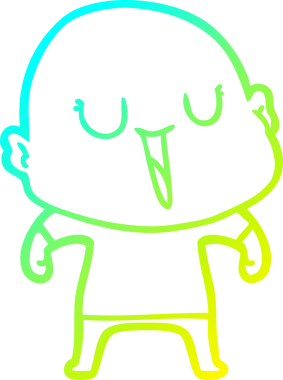 Mutlu bir çizgi film karakteri kel bir adamın orijinal soğuk gradyan çizimi