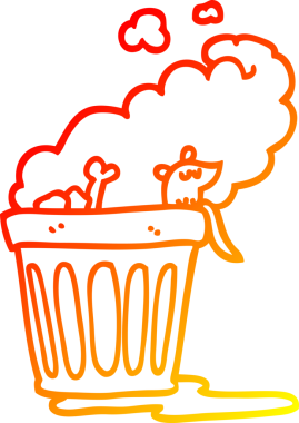 Çizgi film kokulu çöp tenekesinin orjinal sıcak çizgi çizimi