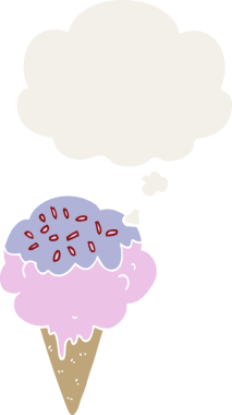 Düşünce baloncuklu orijinal çizgi film dondurması.