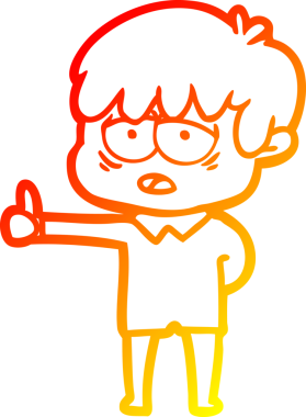 Orijinal sıcak çizgi çizgi çizimi bitkin bir çocuğun