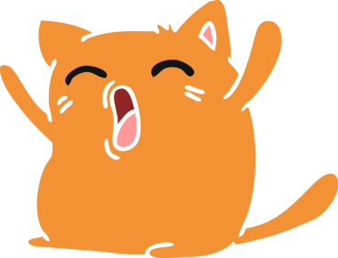 Orijinal çizilmiş şirin kawaii kedisi karikatürü