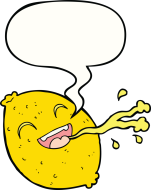 Konuşma balonlu limon fışkırtan orijinal çizgi film