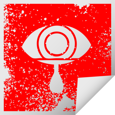 Ağlayan gözün orijinal kare soyulmuş çıkartması.