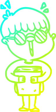 Bir çizgi film çocuğu ve kitabının orijinal soğuk gradyan çizimi