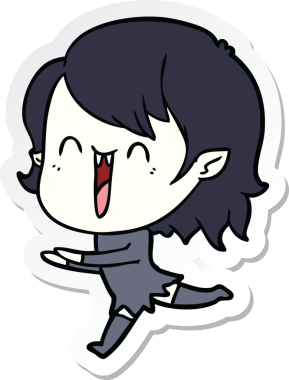 Mutlu vampir kız çizgi filminin orijinal çıkartması.