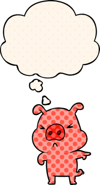 Çizgi roman tarzı düşünce baloncuğu olan orijinal kızgın domuz.