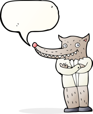 Konuşma balonlu orijinal kurt adam.