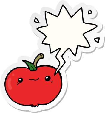 Konuşma kabarcığı yapıştırmalı orijinal çizgi film elması