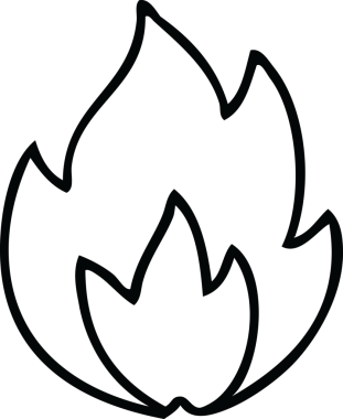 Orijinal çizgi bir yangın karikatürü çiziyor