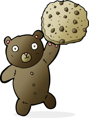 Kurabiyeli orijinal çizgi film ayısı.