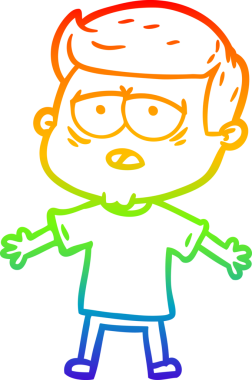 Orijinal gökkuşağı gradyan çizgi çizimi yorgun bir adamın