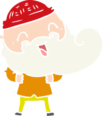 Sakallı ve kış şapkalı orijinal mutlu adam.