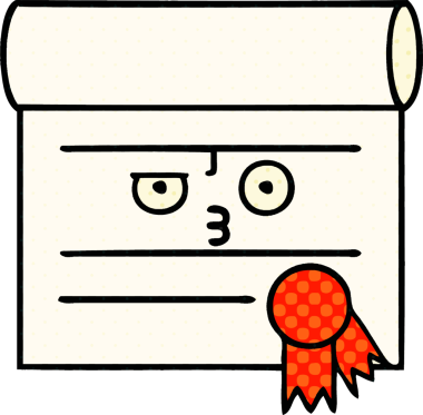 Bir sertifikanın orijinal çizgi roman tarzı