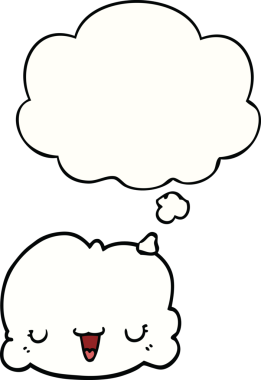 Düşünce baloncuklu orijinal şirin çizgi film bulutu