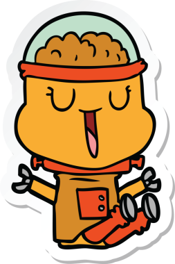 Mutlu çizgi film robotunun orijinal çıkartması.