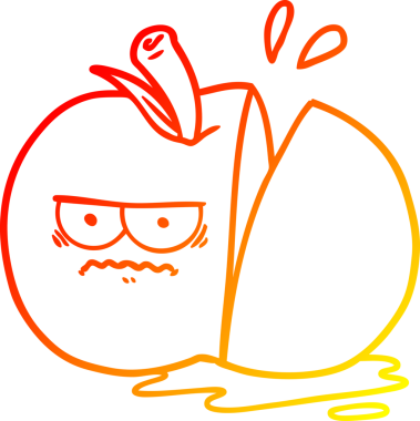 Kızgın dilimlenmiş elma çizgi filminin orjinal sıcak gradyan çizimi