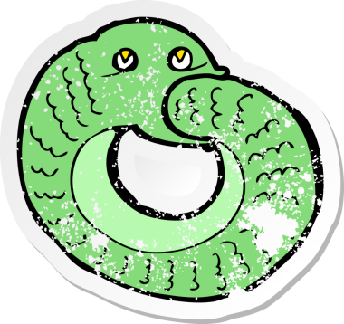 Çizgi film yılanının kendi kuyruğunu yiyen orijinal gerilim çıkartması.