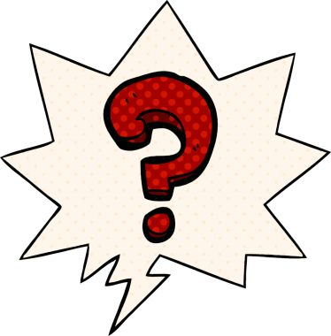 Çizgi roman tarzında konuşma balonu olan orijinal çizgi film soru işareti