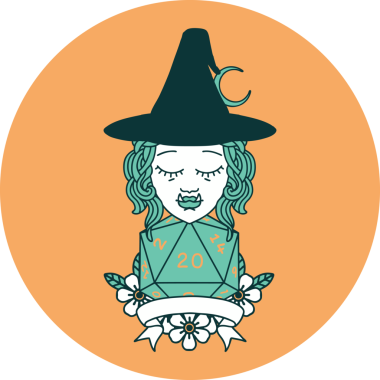 Yarı Ork cadı karakterinin doğal 20 zarlı orijinal simgesi