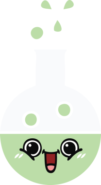 Bir test tüpünün orijinal düz renk retro karikatürü