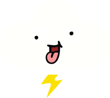 Bir fırtına bulutunun orijinal düz renk retro karikatürü