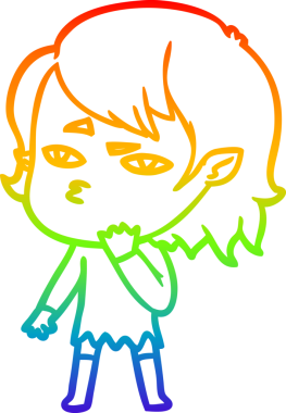 Orijinal gökkuşağı gradyan çizgi çizimi Bir çizgi vampir kız